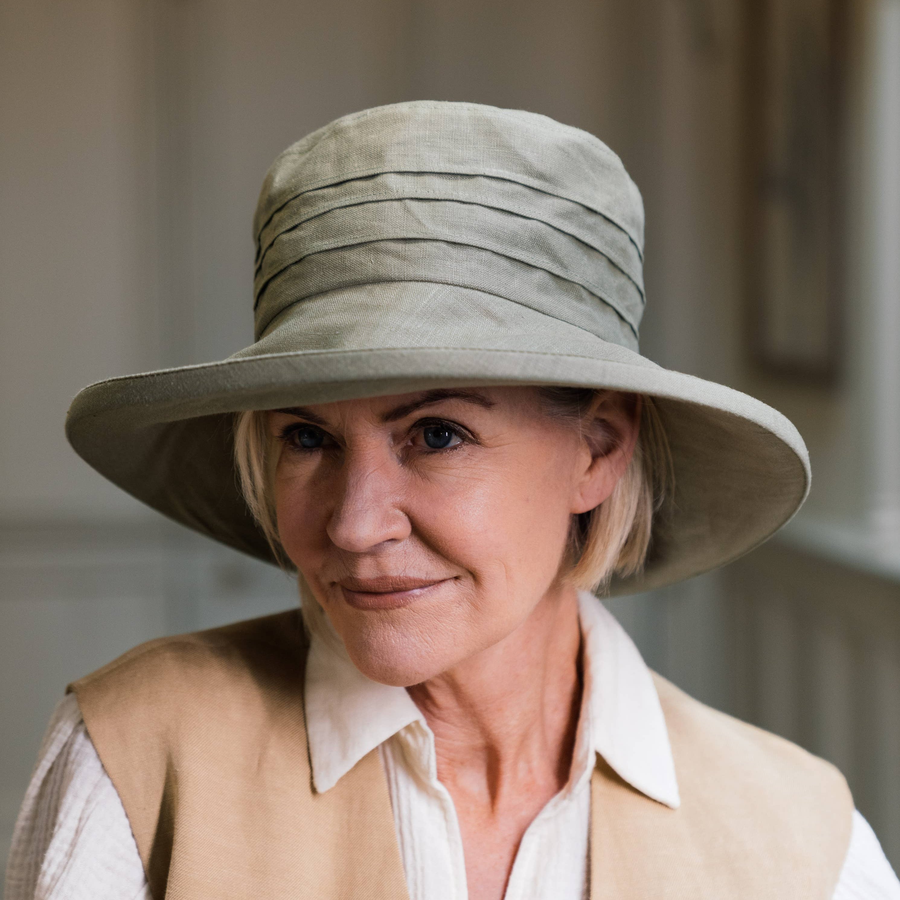 Packable Wide Brim Linen Sun Hat – Handcrafted in England