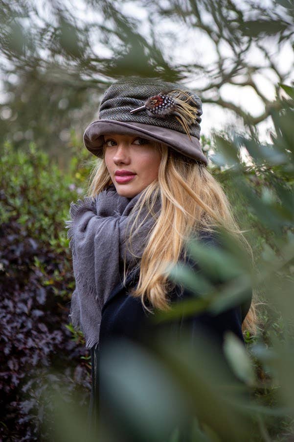 Yorkshire Tweed and Velvet Cloche Style Hat