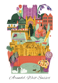 Arundel Art Print Postcard  from Sussex Hats by Isabella Josie