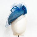 Belinda: Veiled Denim Blue Teardrop Cocktail Hat | Isabella Josie