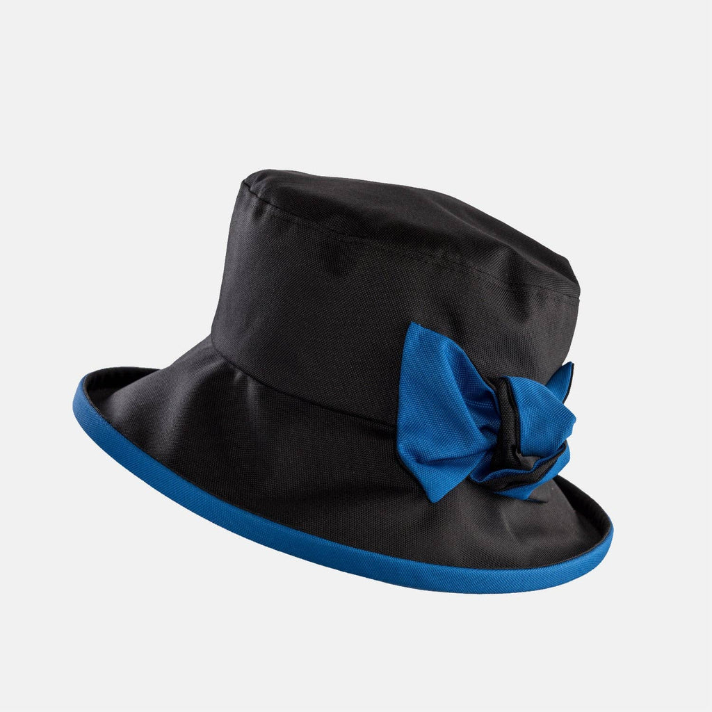 Waterproof Hat-in-a-Bag Packable Elegant ladies Hat with Side Bow & Pouch