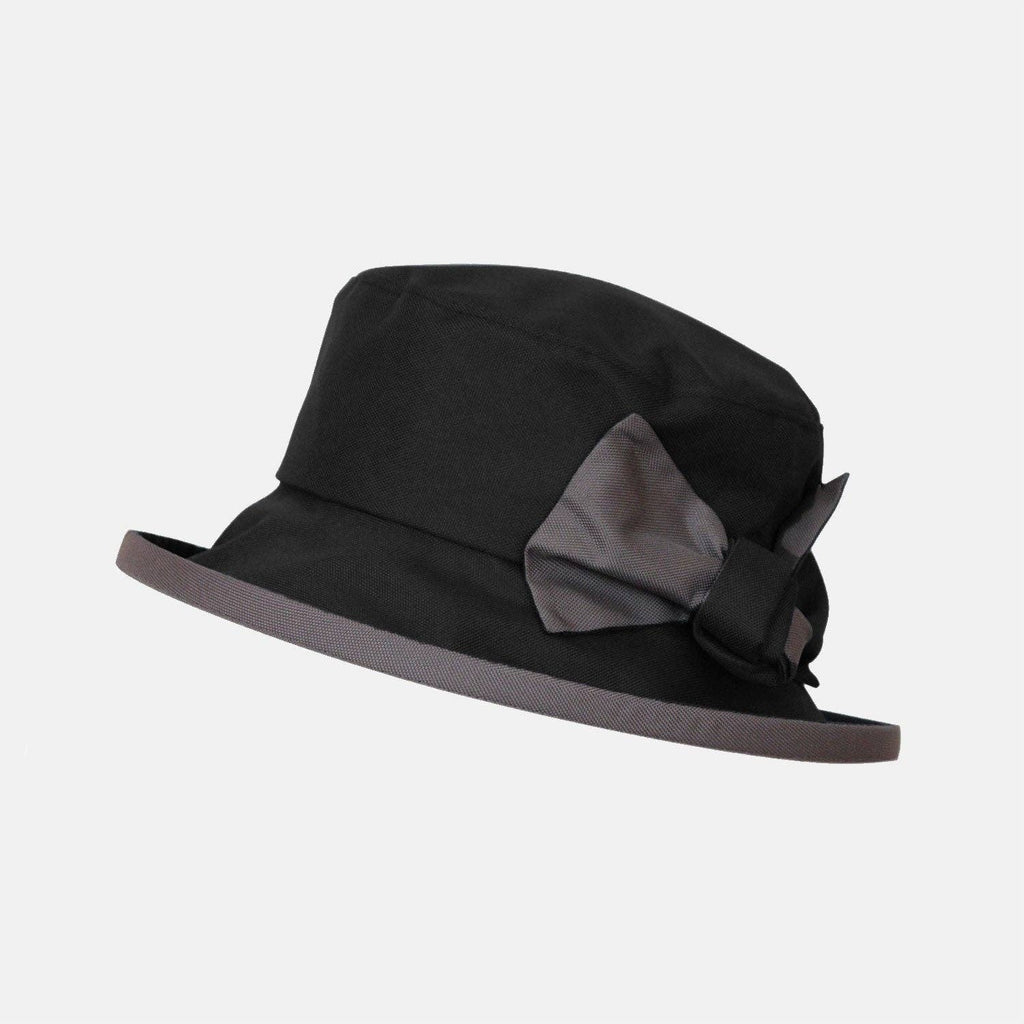 Waterproof Hat-in-a-Bag Packable Elegant ladies Hat with Side Bow & Pouch