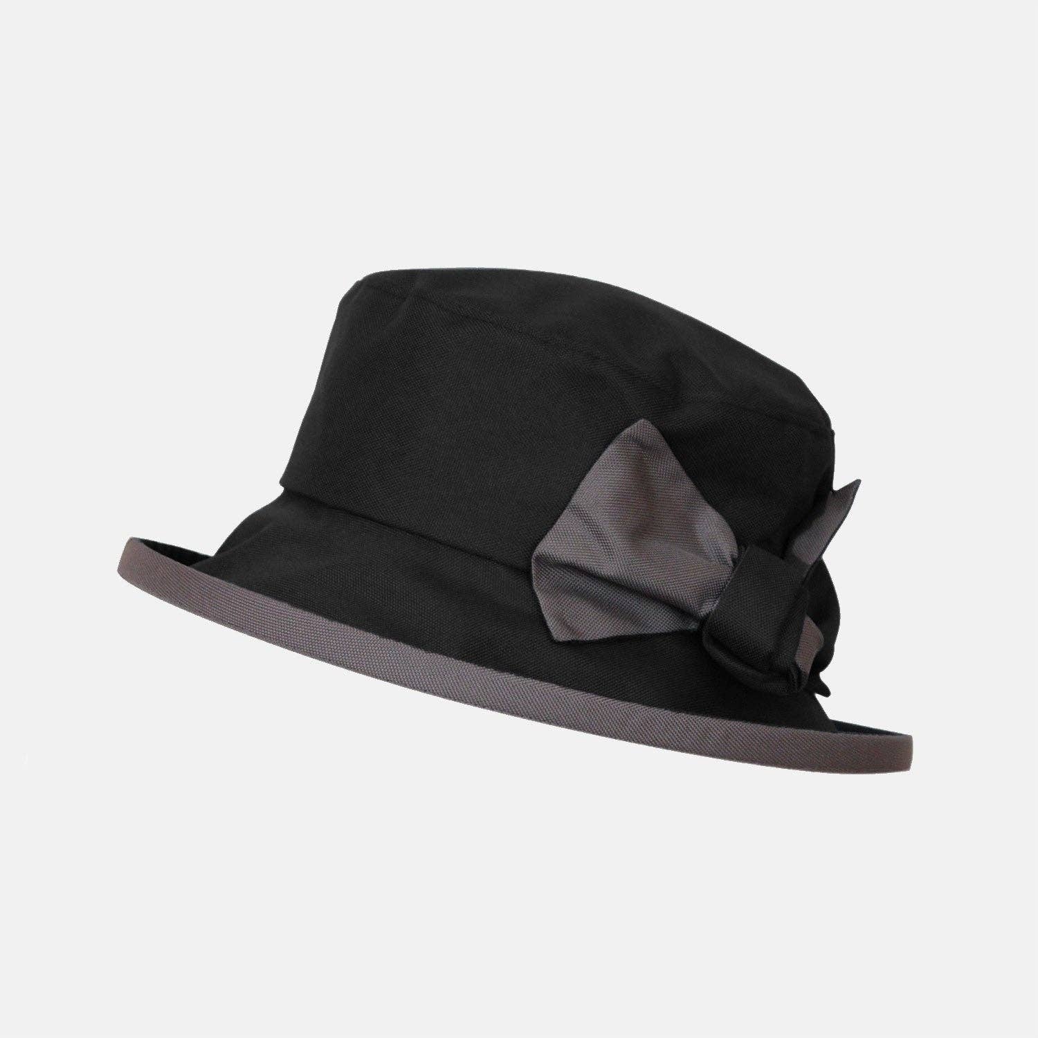 Waterproof Hat-in-a-Bag Packable Elegant ladies Hat with Side Bow & Pouch
