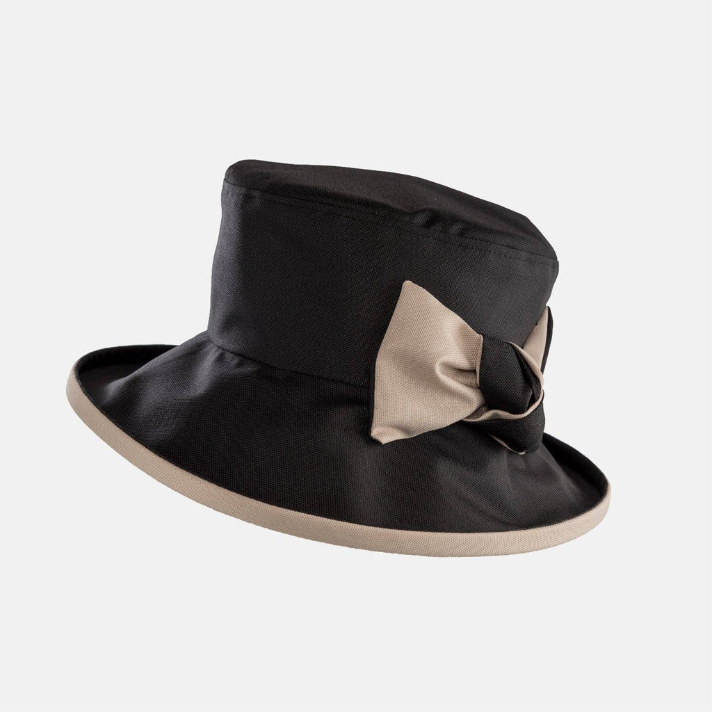 Waterproof Hat-in-a-Bag Packable Elegant ladies Hat with Side Bow & Pouch