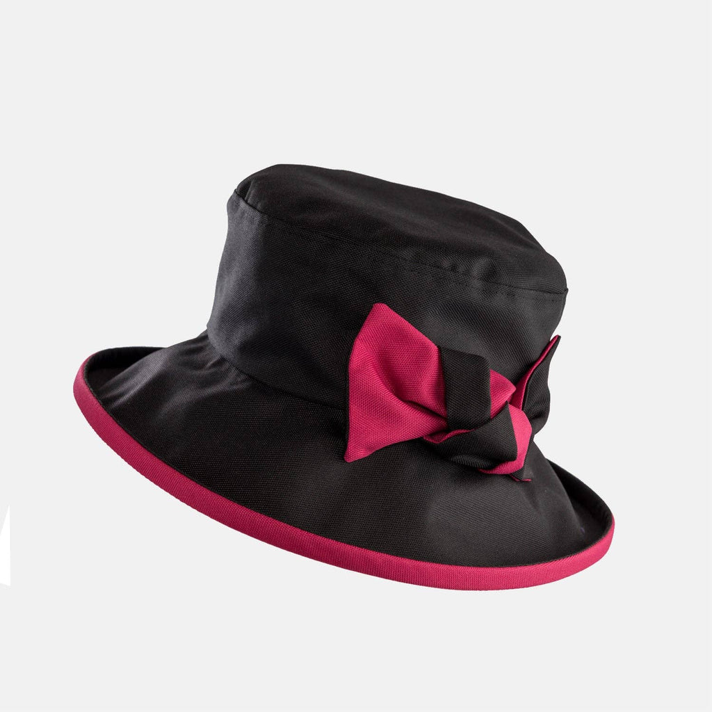 Waterproof Hat-in-a-Bag Packable Elegant ladies Hat with Side Bow & Pouch