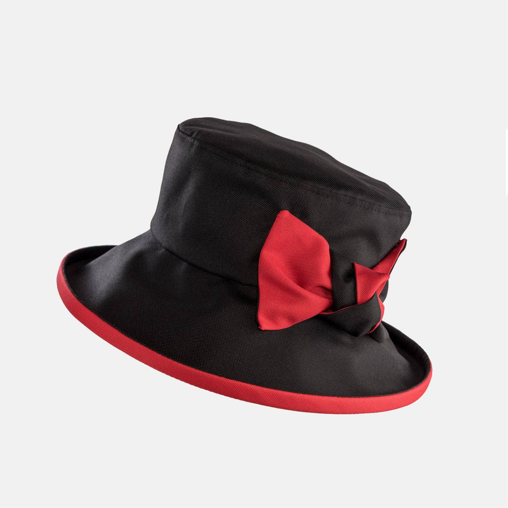 Waterproof Hat-in-a-Bag Packable Elegant ladies Hat with Side Bow & Pouch