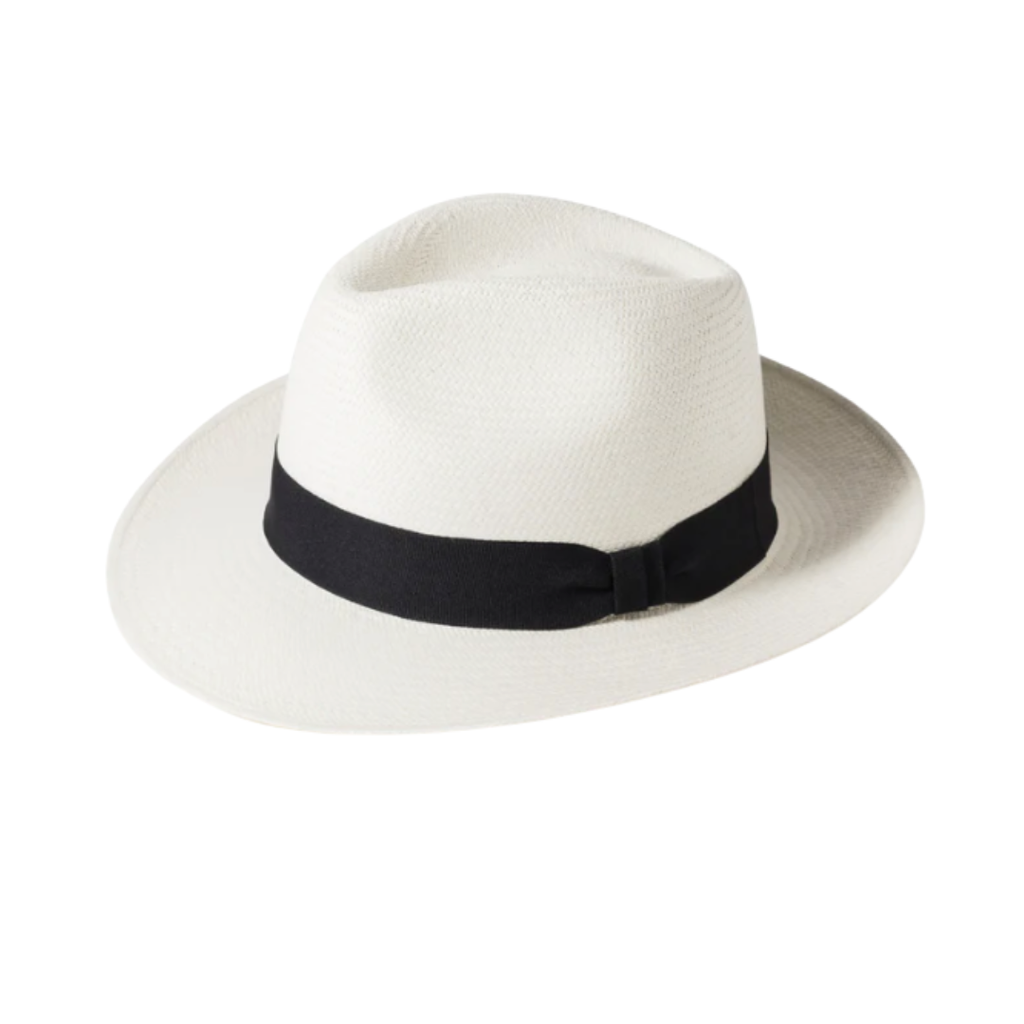 Bleached Straw Panama Black Band