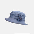 Linen Cloche Hat with Flower Brooch