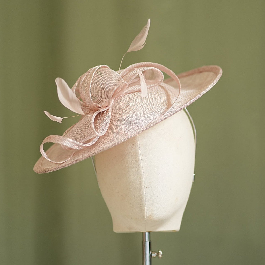 Blush Travel Disc Hatinator Wedding Guest from Sussex Hats by Isabella Josie