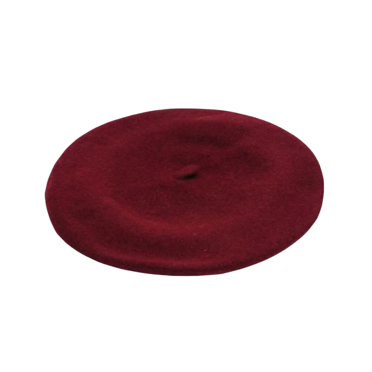 Burgundy Maroon Merlot Wool Felt Beret 