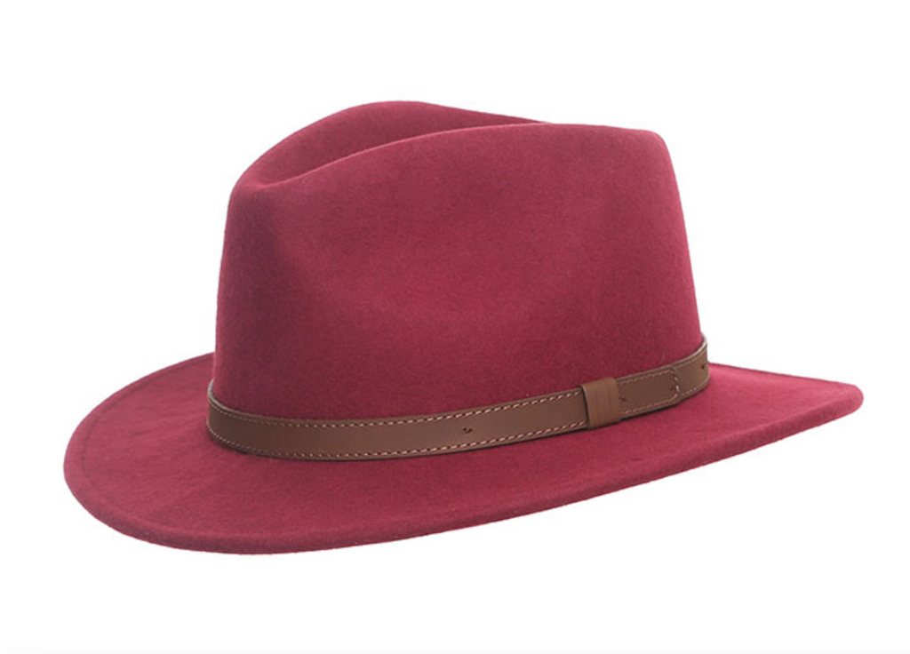 Burgundy Teardrop Felt Fedora Hat available at Sussex Hats by Isabella Josie