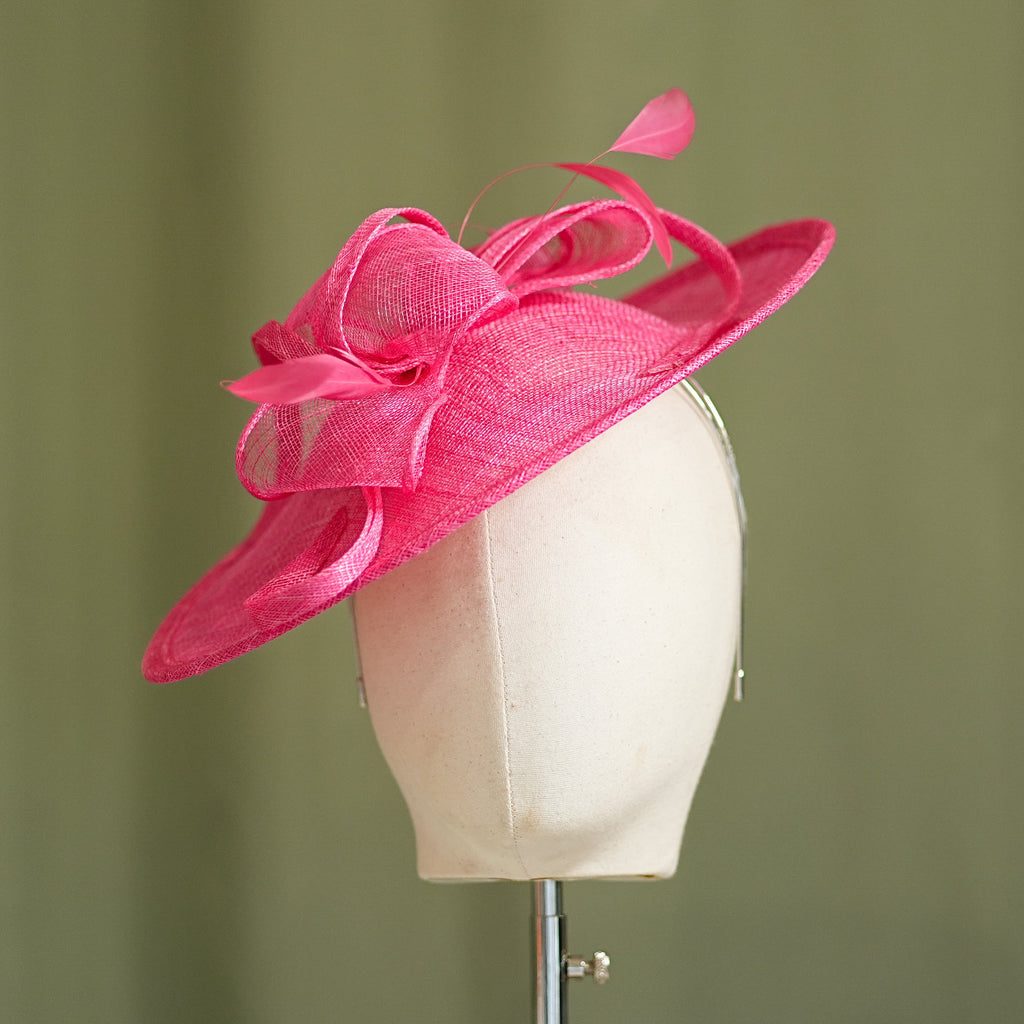 Cerise Travel Disc Hatinator Wedding Guest from Sussex Hats by Isabella Josie