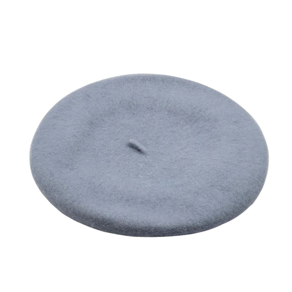Light Cornflower Blue Wool Felt Beret 