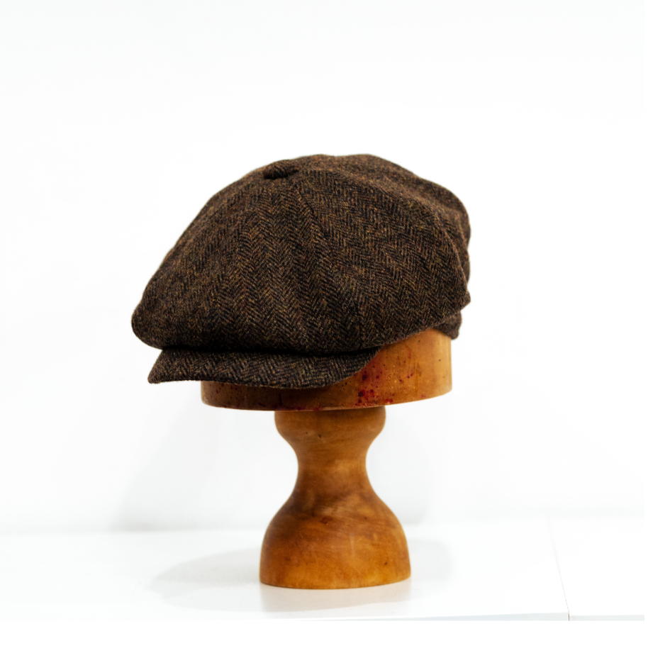  Dark Brown Herringbone Tweed Baker boy  Mens winter cap from Sussex Hats by Isabella Josie