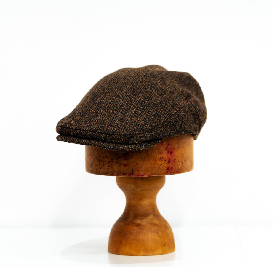 Dark Brown Herringbone Tweed Flat Cap ideal for Goodwood Revival from Sussex Hats by isabella Josie