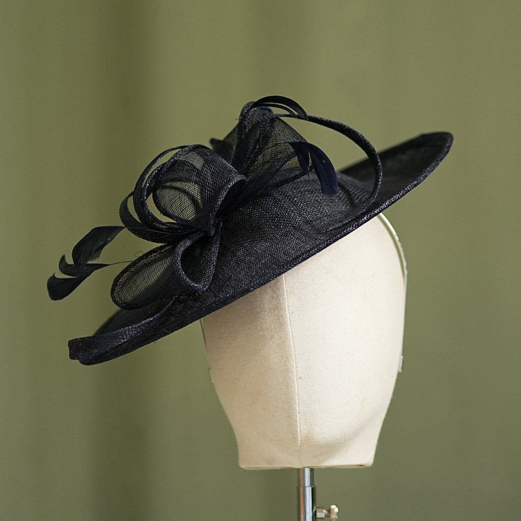 Dark Navy Travel Disc Hatinator Wedding Guest from Sussex Hats by Isabella Josie