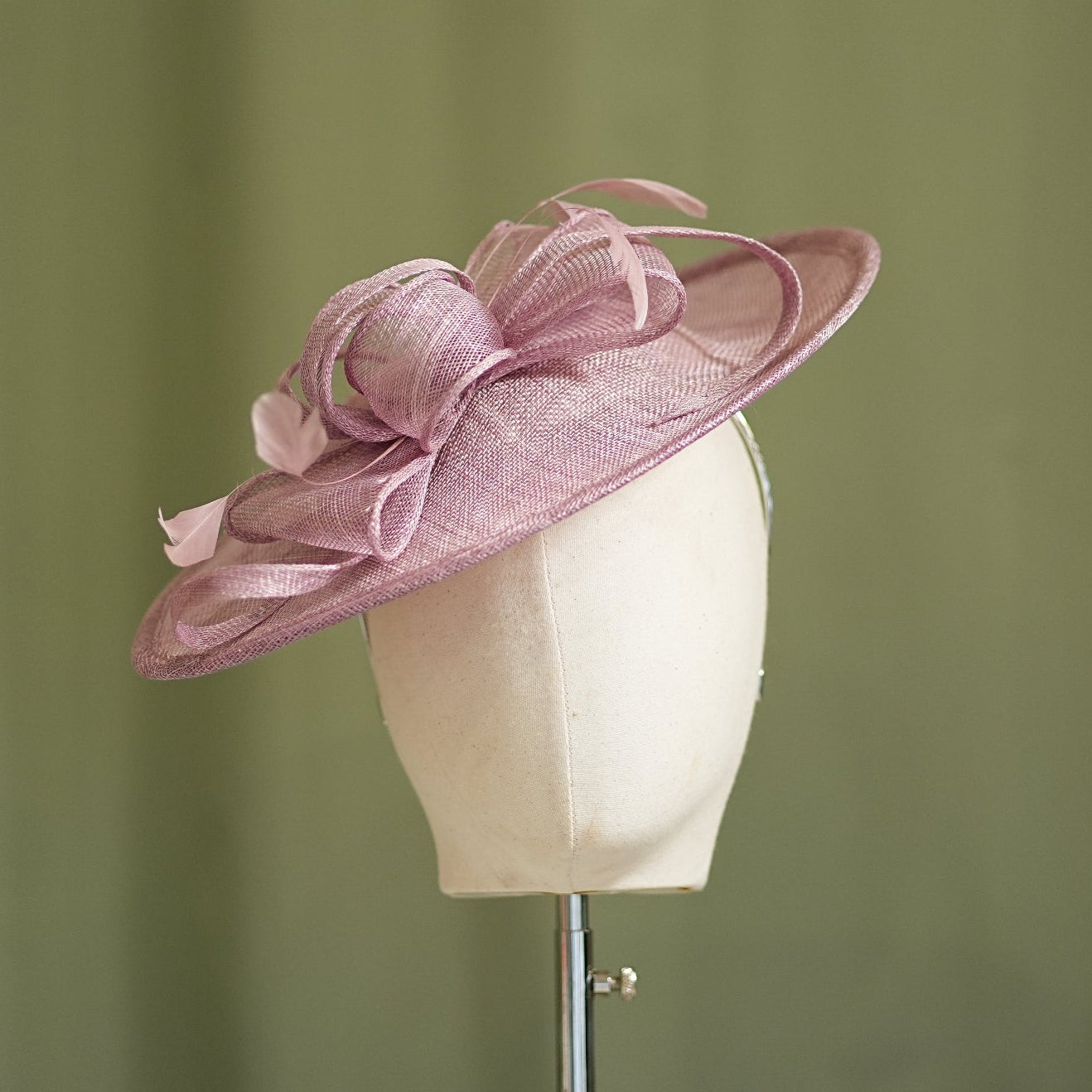 Dusky Pink Travel Disc Hatinator Wedding Guess Hat from Sussex Hats by Isabella Josie