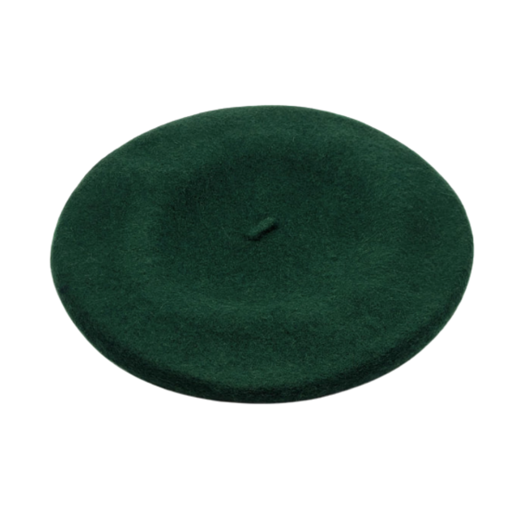 Forest Green Wool Felt Beret