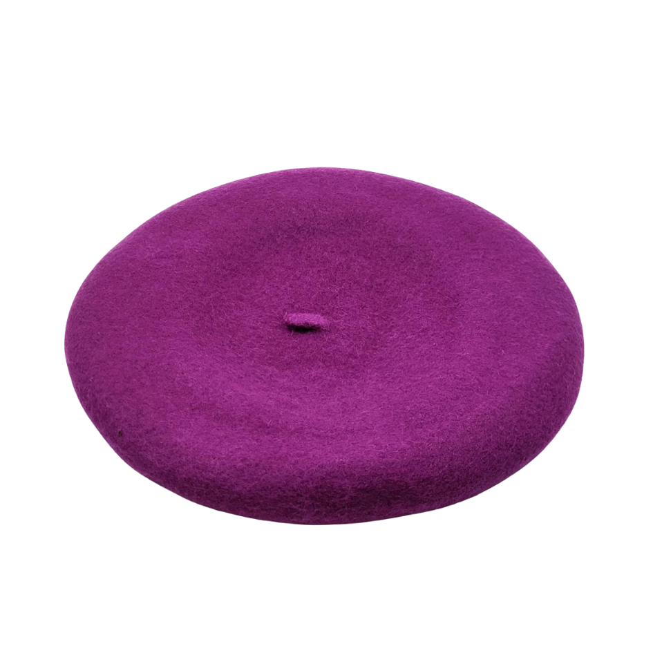 Magenta Geisha Pink  Wool Felt Beret 