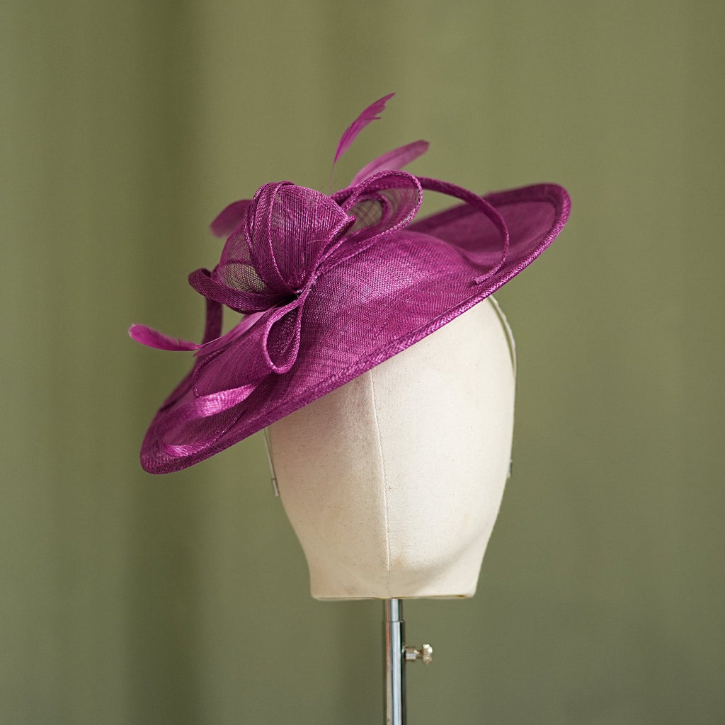 Grape Travel Disc Hatinator Wedding Guest from Sussex Hats by Isabella Josie