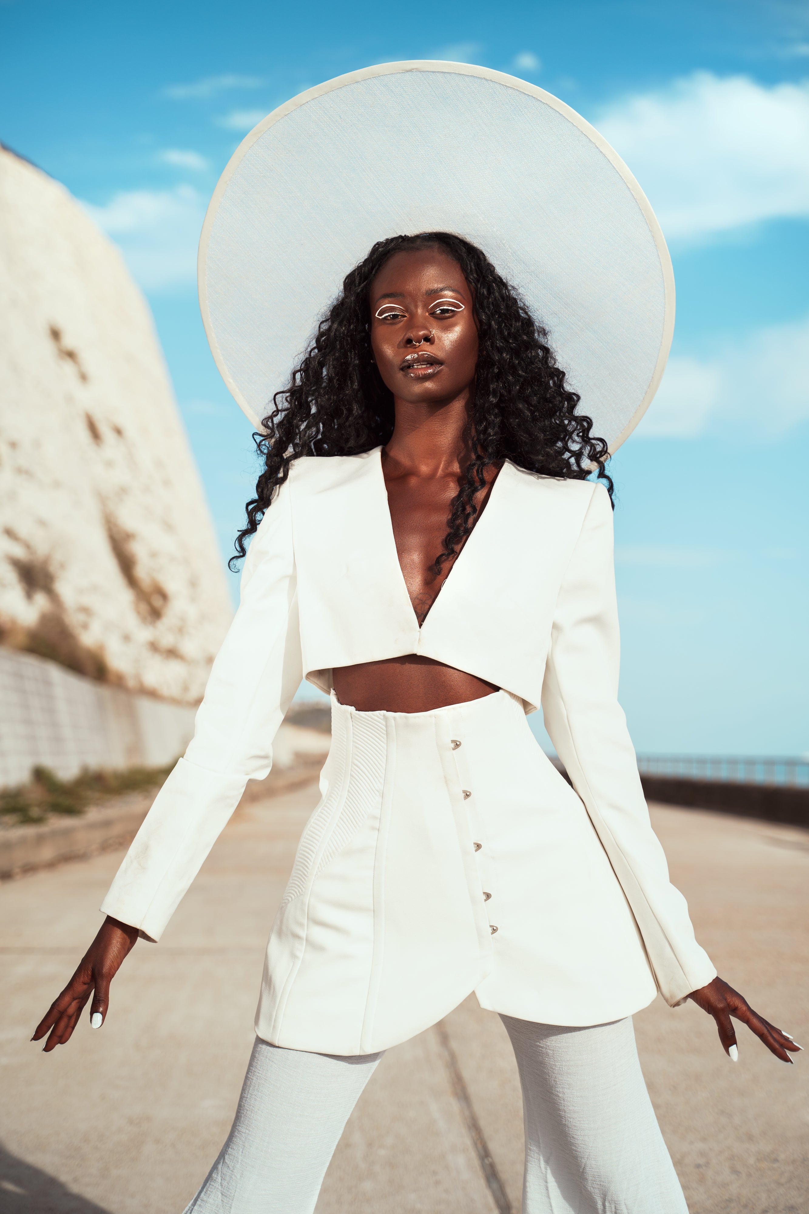 White Boater Hat as seen in Sam Smith Video. Hat by Isabella Josie