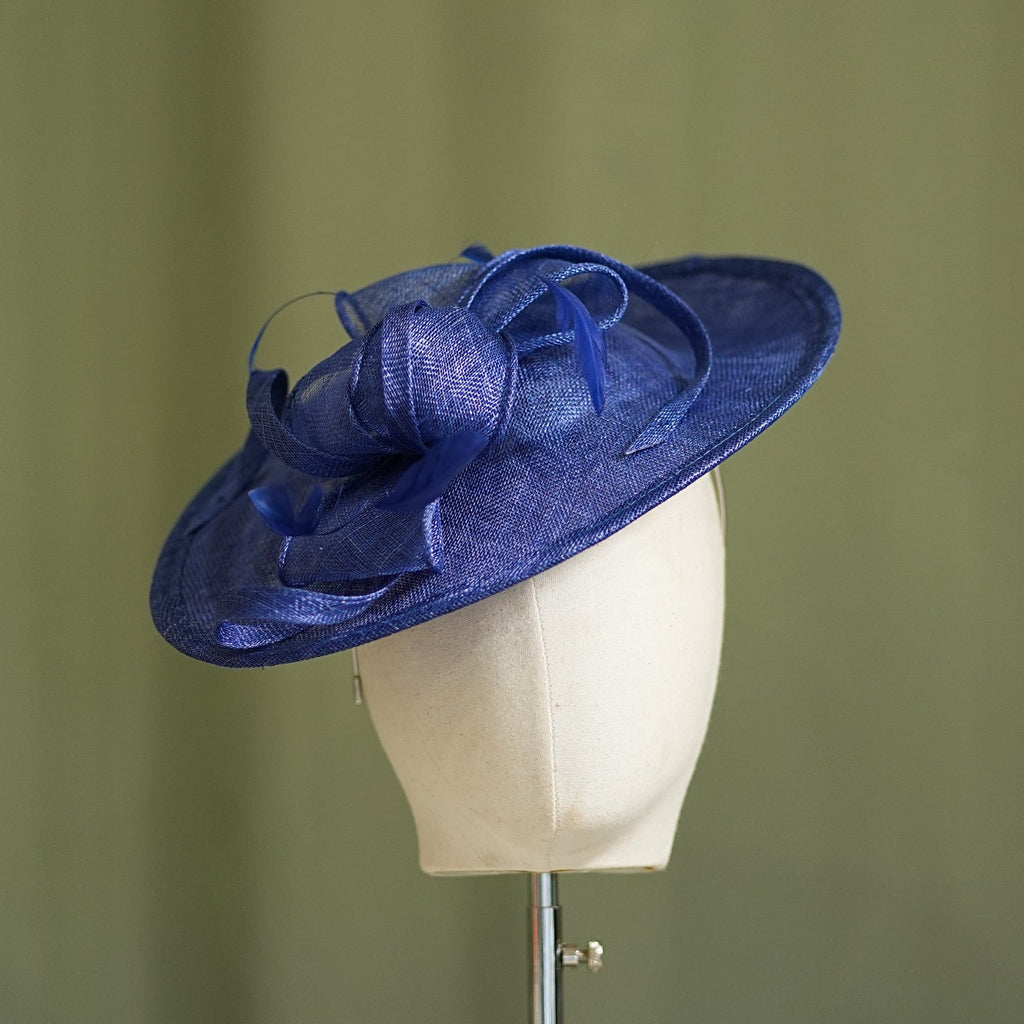 Indigo Travel Disc Hatinator Wedding Guest from Sussex Hats by Isabella Josie