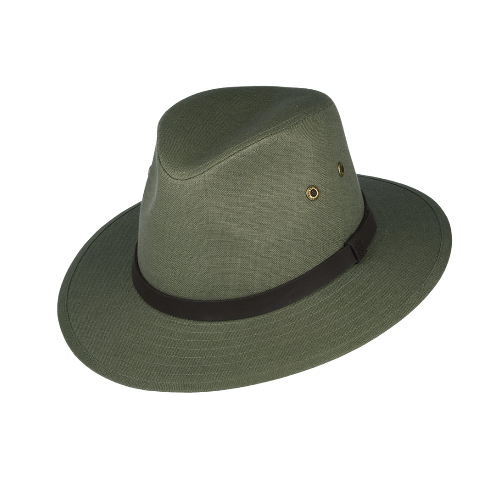 Irish Linen Safari Fedora - Khaki and Natural