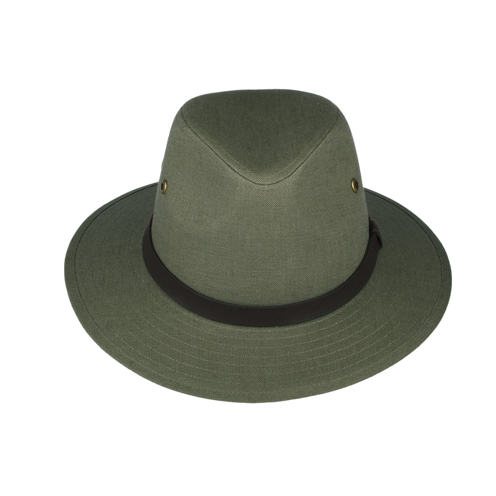 Irish Linen Safari Fedora - Khaki and Natural