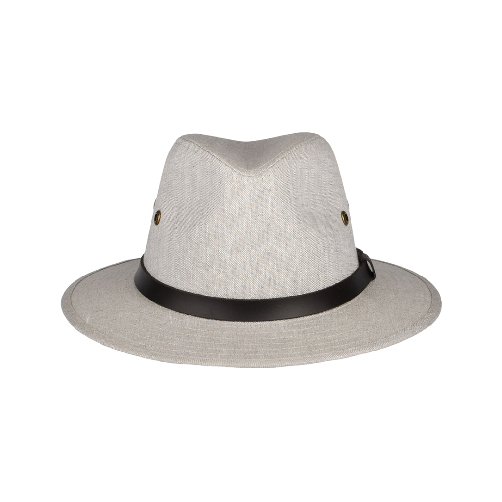 Irish Linen Safari Fedora - Khaki and Natural
