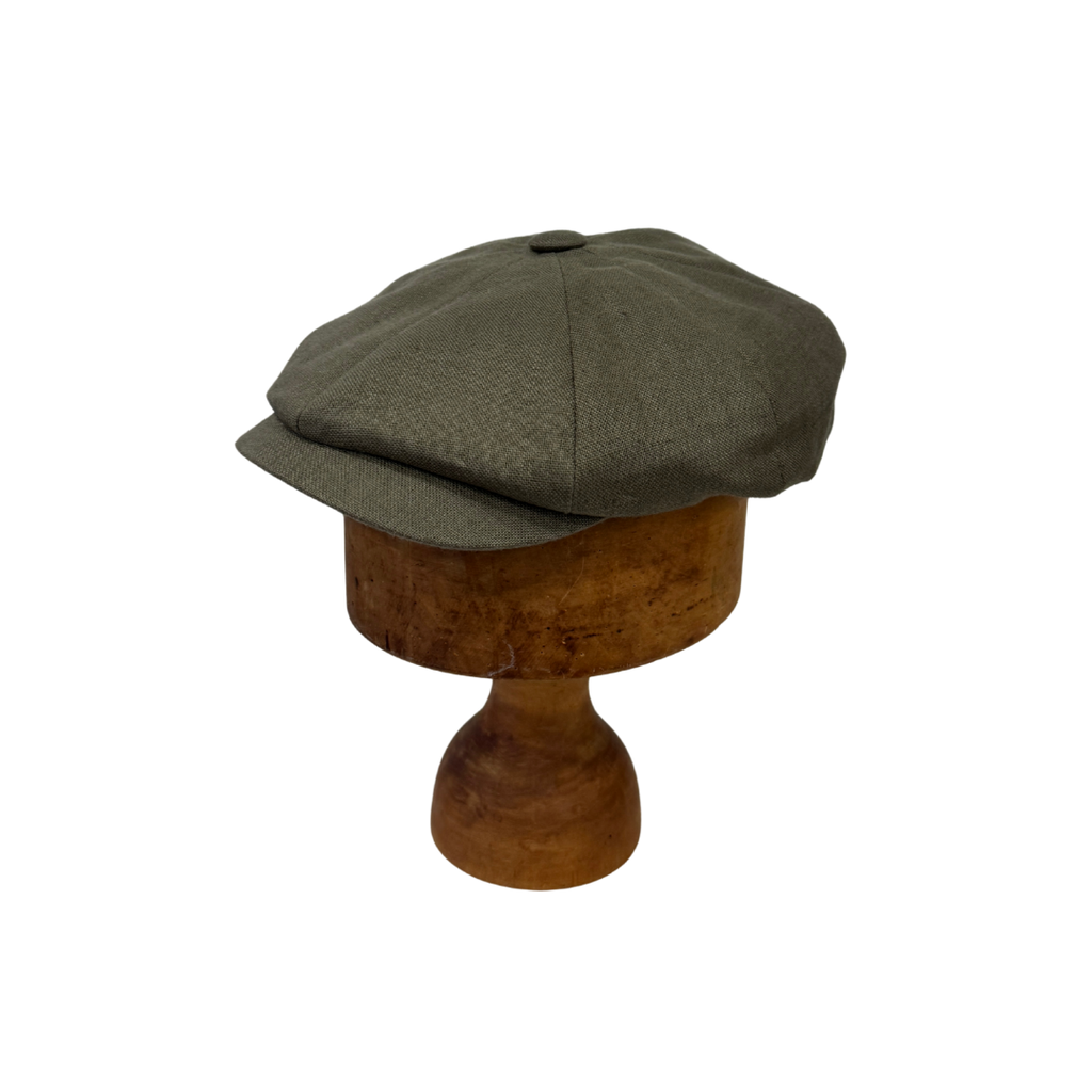 Khaki Green Irish Linen Baker Boy Cap