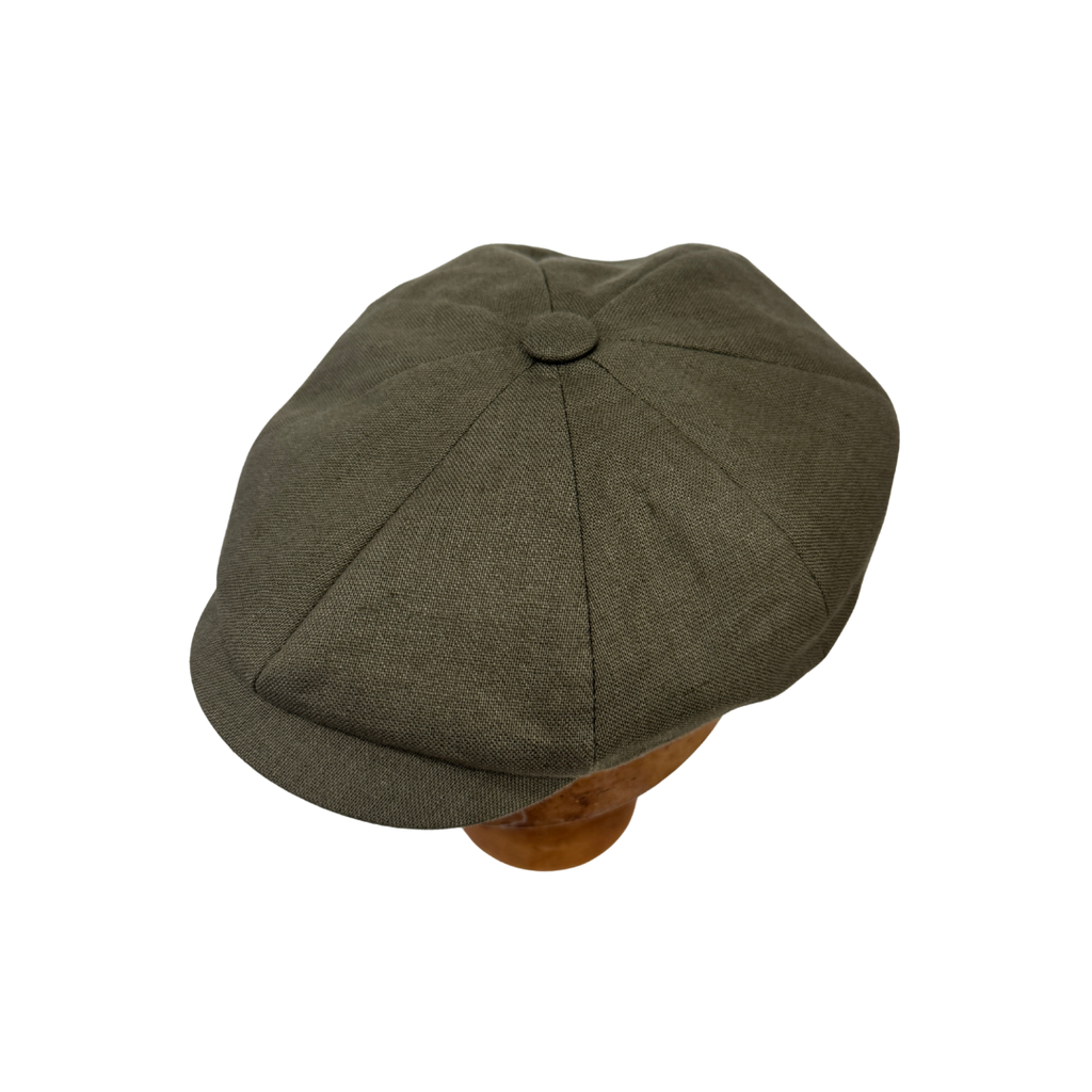 Khaki Irish Linen Baker Boy Cap