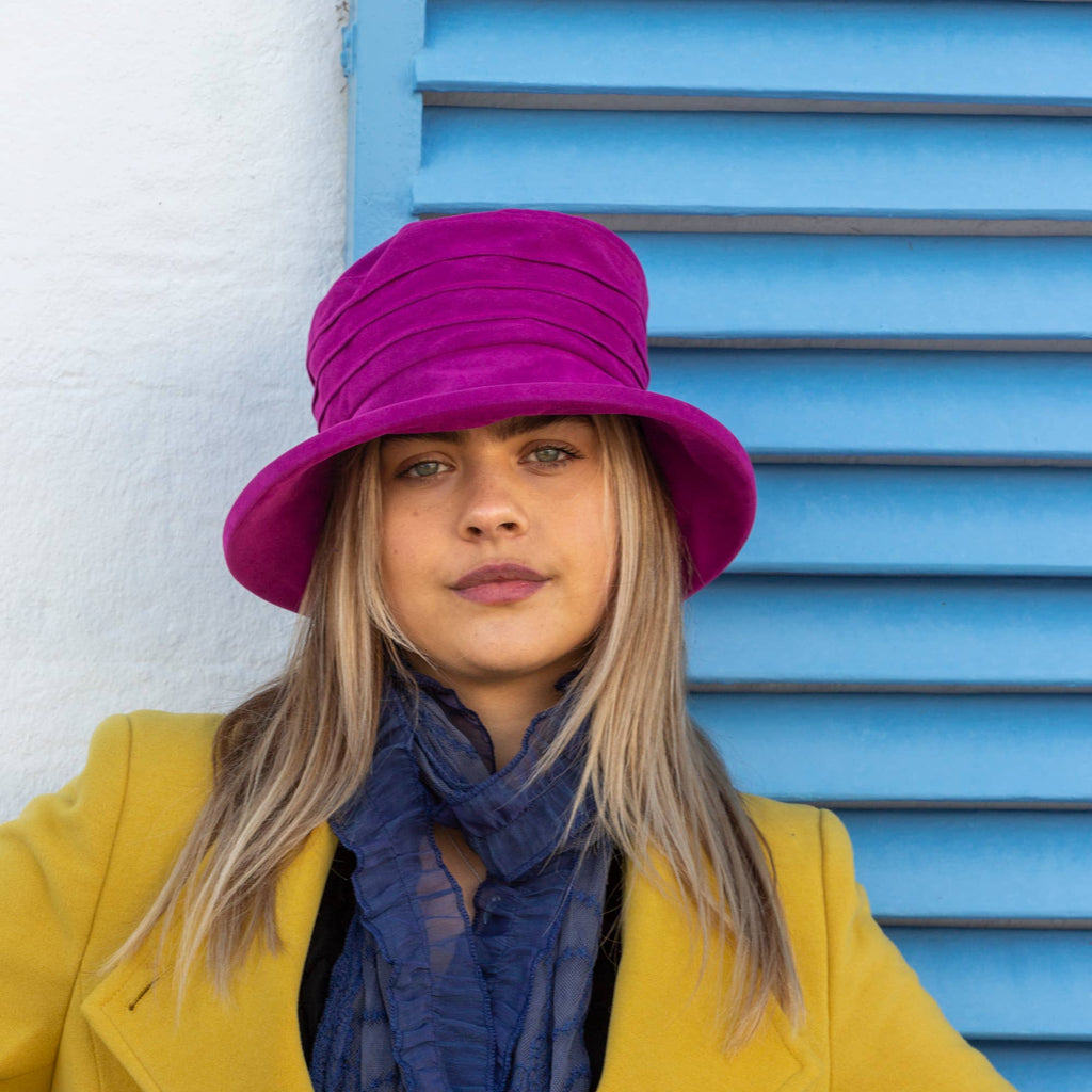 Water Resistant Ladies Velour Pin tuck Packable Hat