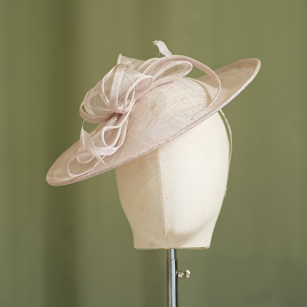 Latte Travel Disc Hatinator Wedding Guest from Sussex Hats by Isabella Josie