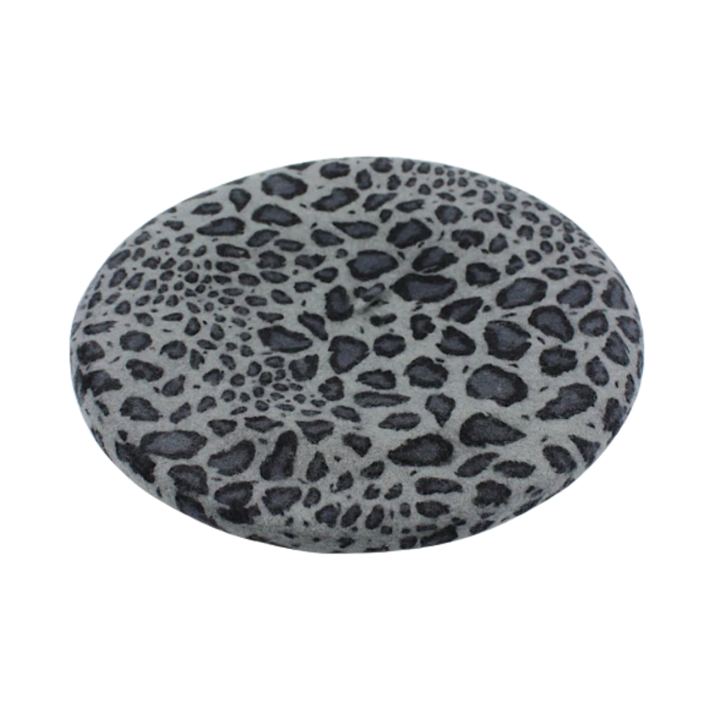Lynx Grey Animal Print Wool Felt Beret