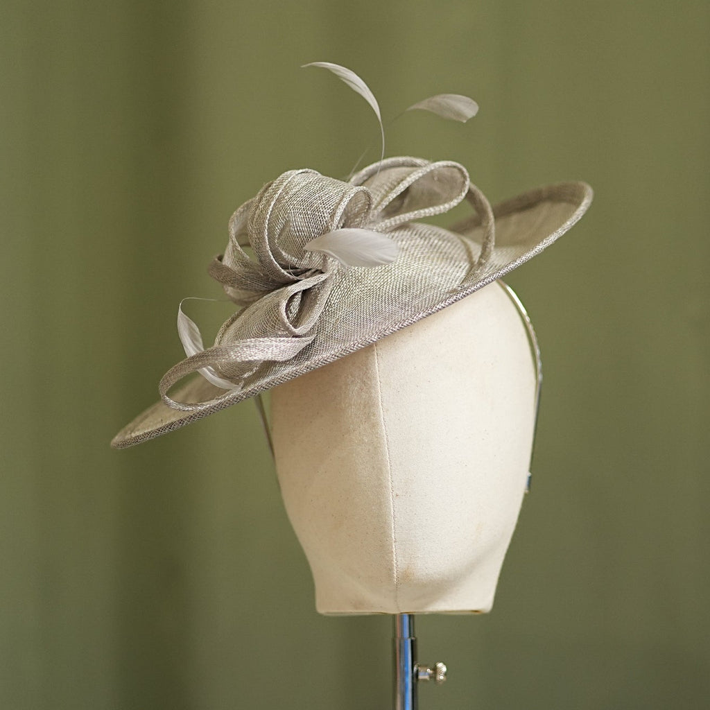 Mercury Grey Travel Disc Hatinator Wedding Guest from Sussex Hats by Isabella Josie
