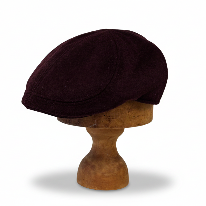 Merlot Burgundy Duck Bill Flat Wool Felt Cap