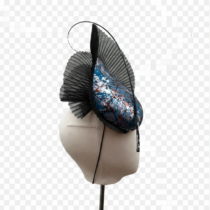 Micki: Metallic Blue, Black and Silver Teardrop Statement Hat | Isabella Josie