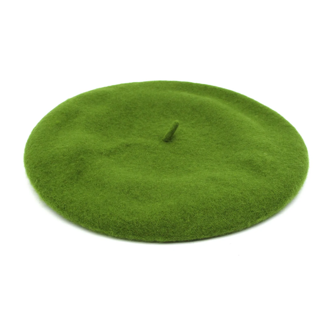 GreenWool Felt Beret ideal for Goodwood Revival from Sussex Hats by Isabella Josie Arundel
