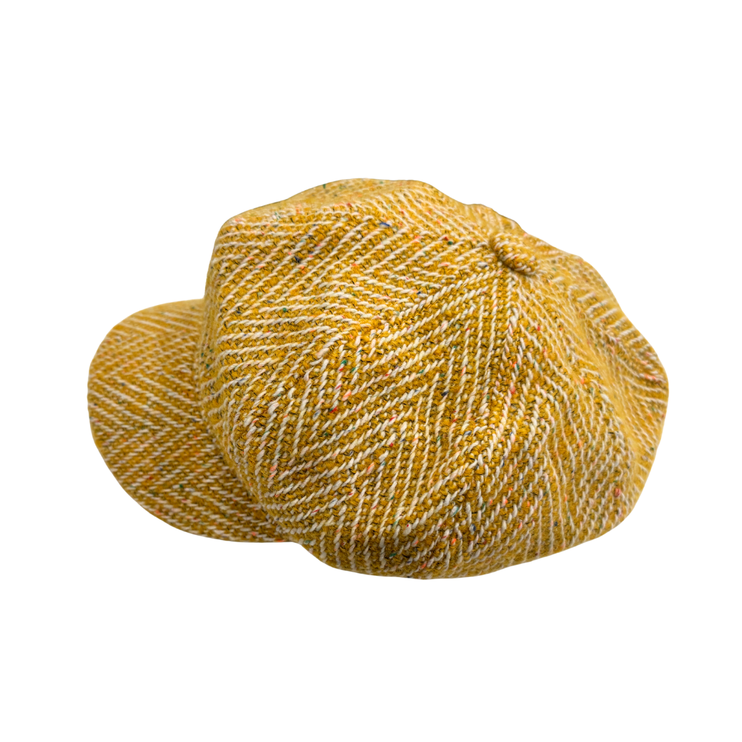 Mustard Tweed Fleck Bakerboy Ladies Cap