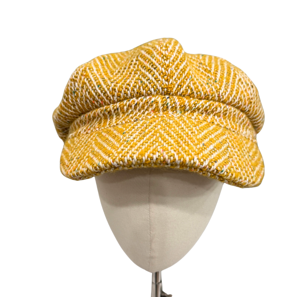 Mustard Tweed Fleck Bakerboy Ladies Cap