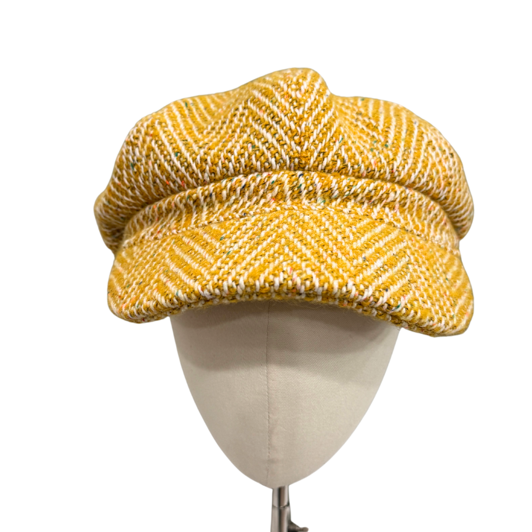 Mustard Tweed Fleck Bakerboy Ladies Cap
