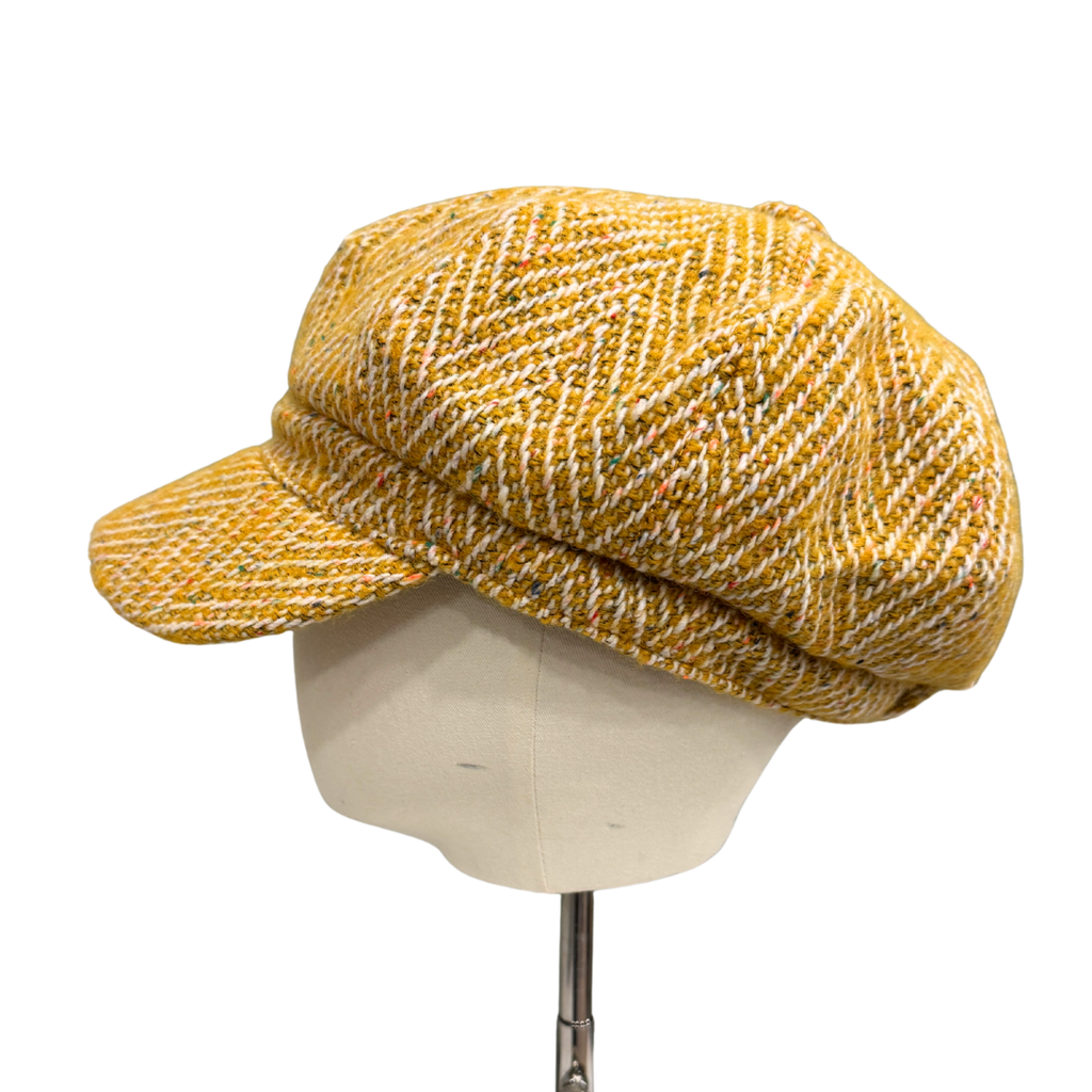 Mustard Tweed Fleck Bakerboy Ladies Cap