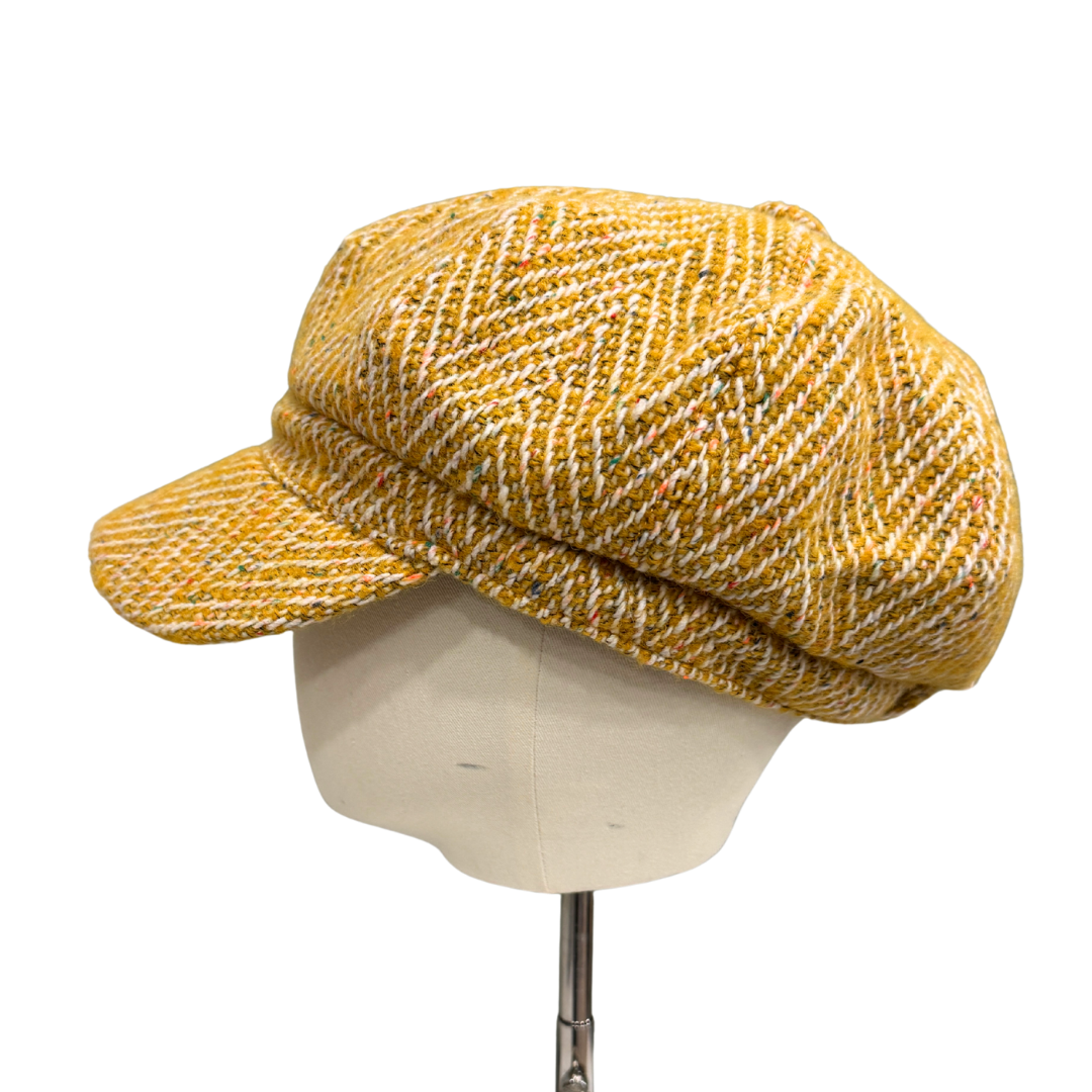 Mustard Tweed Fleck Bakerboy Ladies Cap