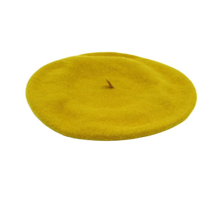 Mustard Yellow Wool Felt Beret ideal for Goodwood Revival from Sussex Hats by Isabella Josie Arundel