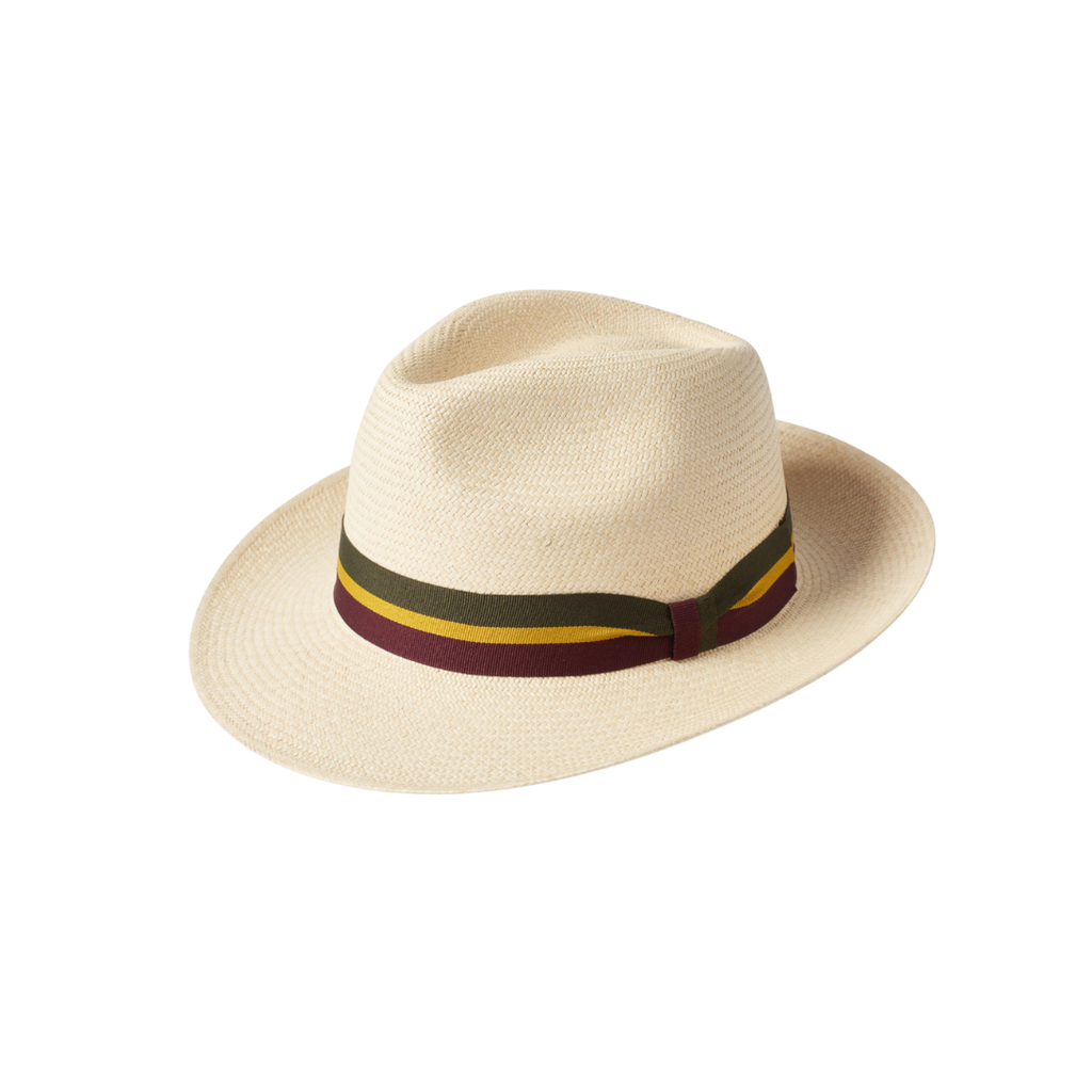 Natural Straw Panama Striped Regimental Ribbon