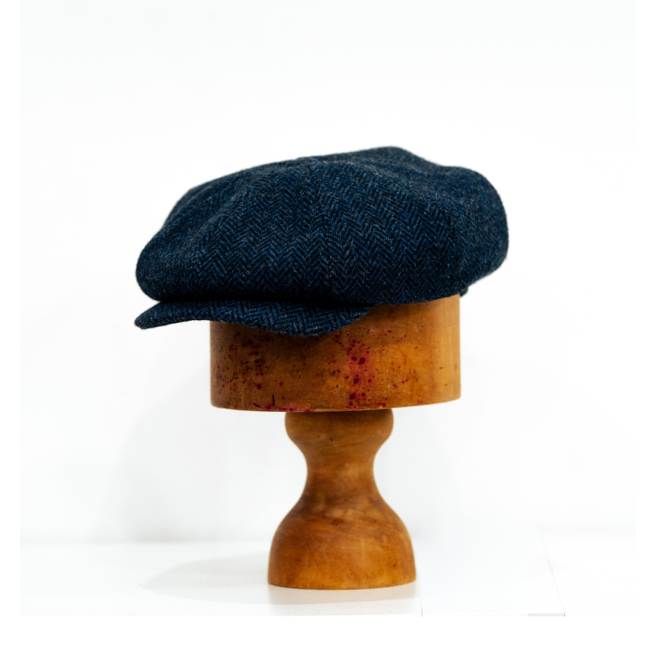 Navy  Herringbone Tweed Baker boy cap Newboy ideal for Goodwood Revival from Sussex Hats by isabella Josie