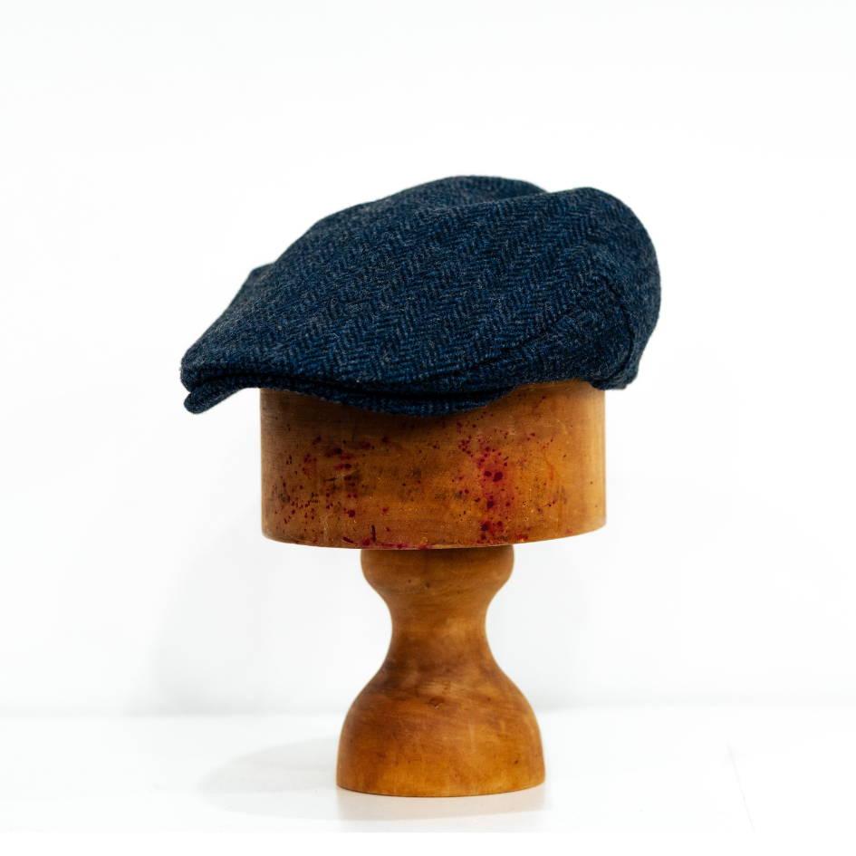 Navy  Herringbone Tweed Flat Cap ideal for Goodwood Revival from Sussex Hats by isabella Josie