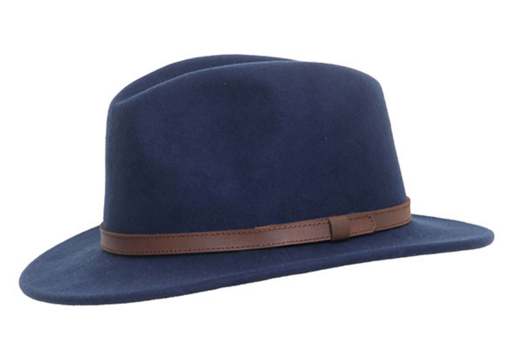 Navy Teardrop Felt Fedora Hat available at Sussex Hats by Isabella Josie