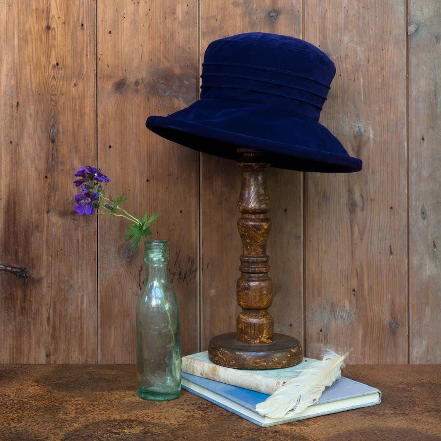 Water Resistant Ladies Velour Pin tuck Packable Hat