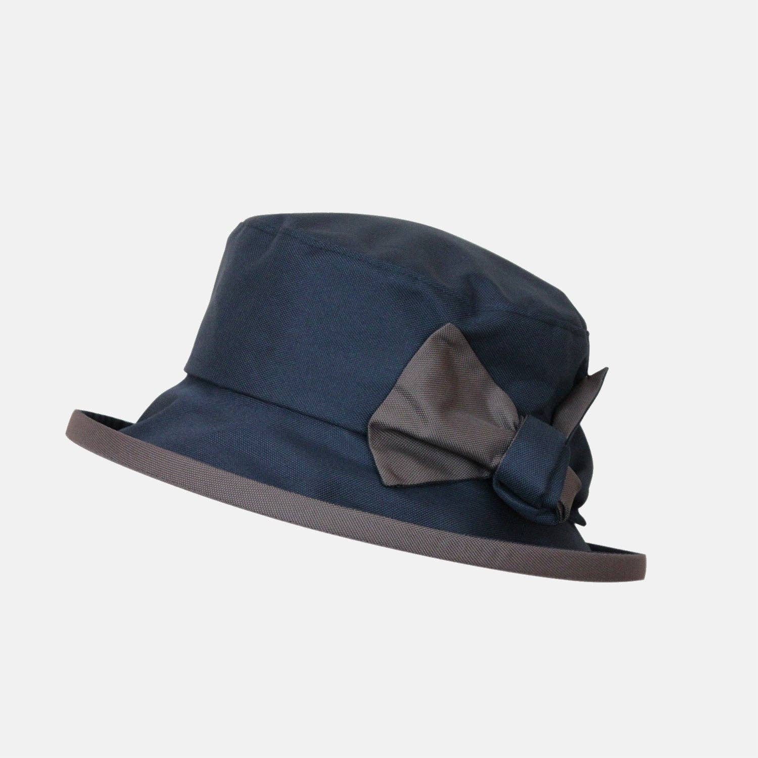 Waterproof Hat-in-a-Bag Packable Elegant ladies Hat with Side Bow & Pouch